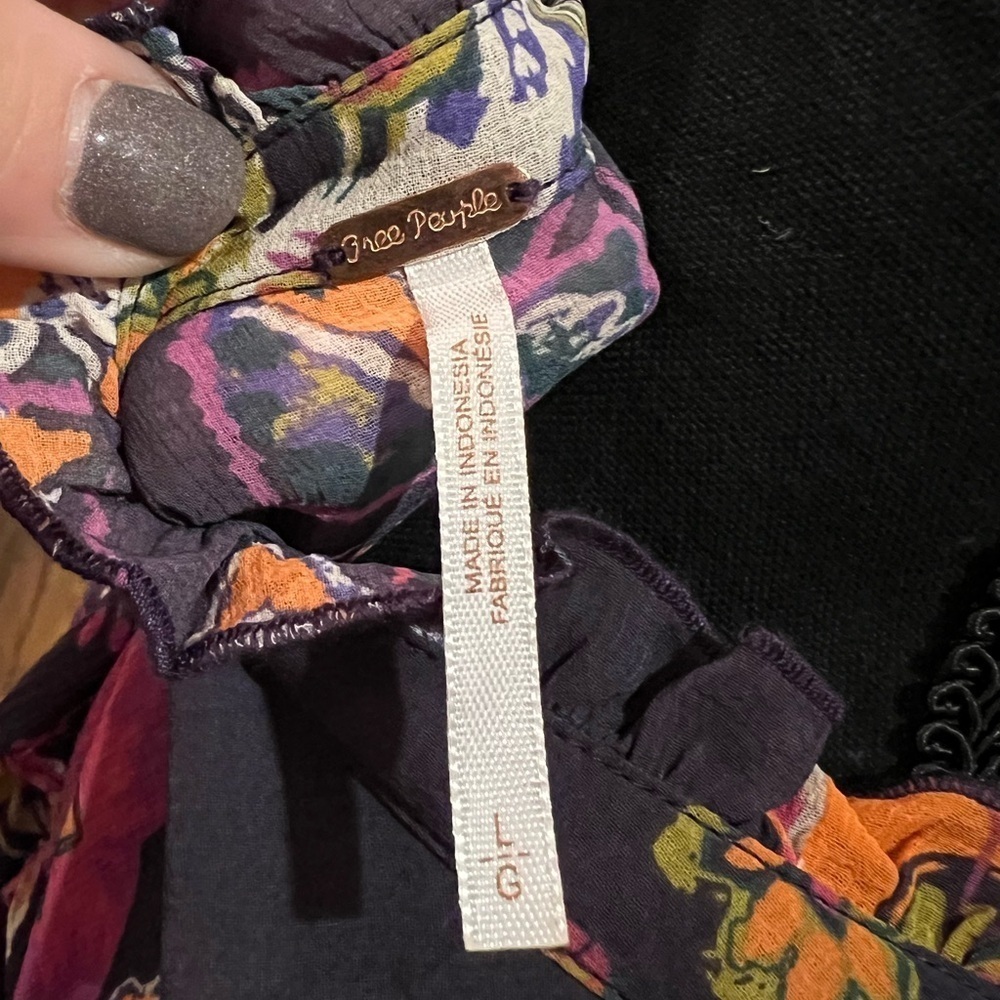 Free People Ibiza Nights Purple Floral Mini Dress Button Up Size Large - Picture 5 of 7